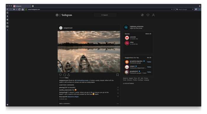 Dark insta mode instagram enable